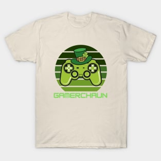 Gamerchaun Irish Gaming St Patrick's Day Boys Men Gamer Retro Design T-Shirt